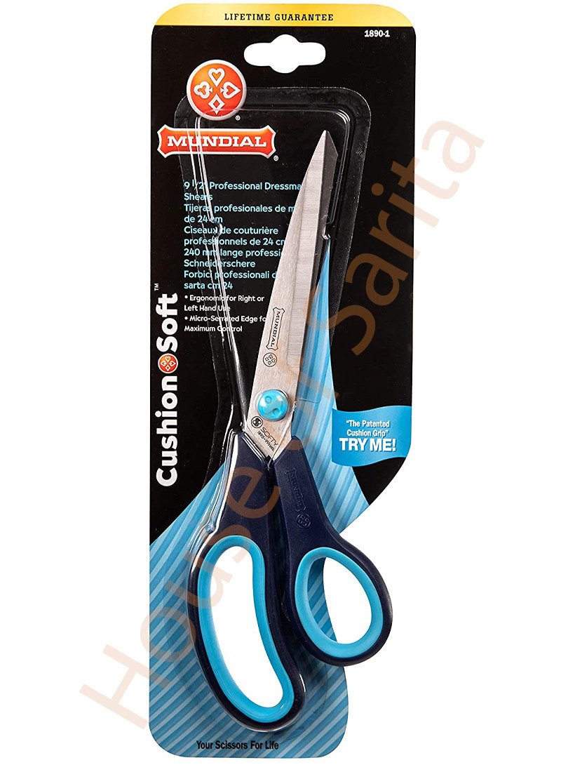 Mundial 9.5" Professional Dressmakers Shears Cushion Soft & Ergonomic for Right or Left Hand Use
