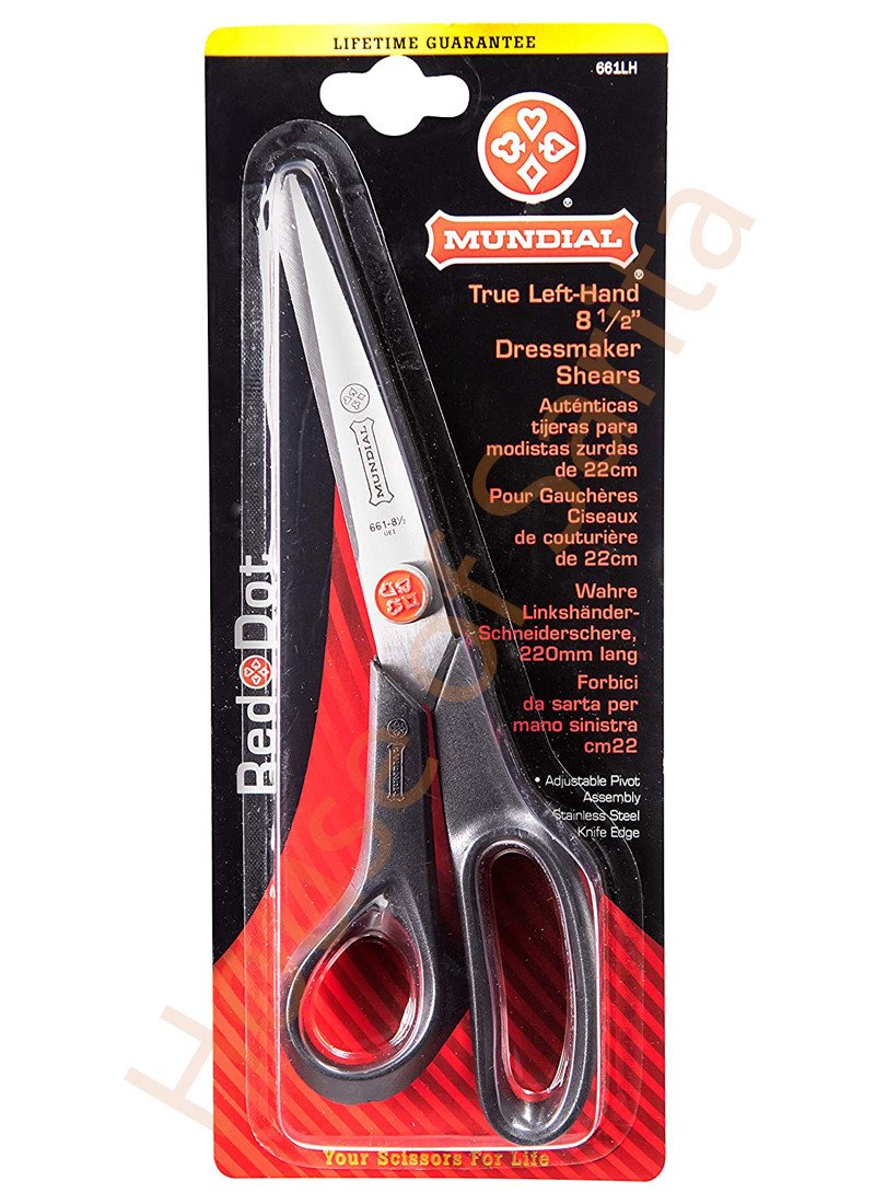 Mundial left hand, multi-use / dressmaker shears, 8 1/2", black, knife edge, single blister