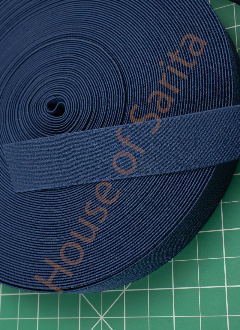 1-Inch Navy Blue Woven Elastic – 1 Meter for Sewing & Craft Projects